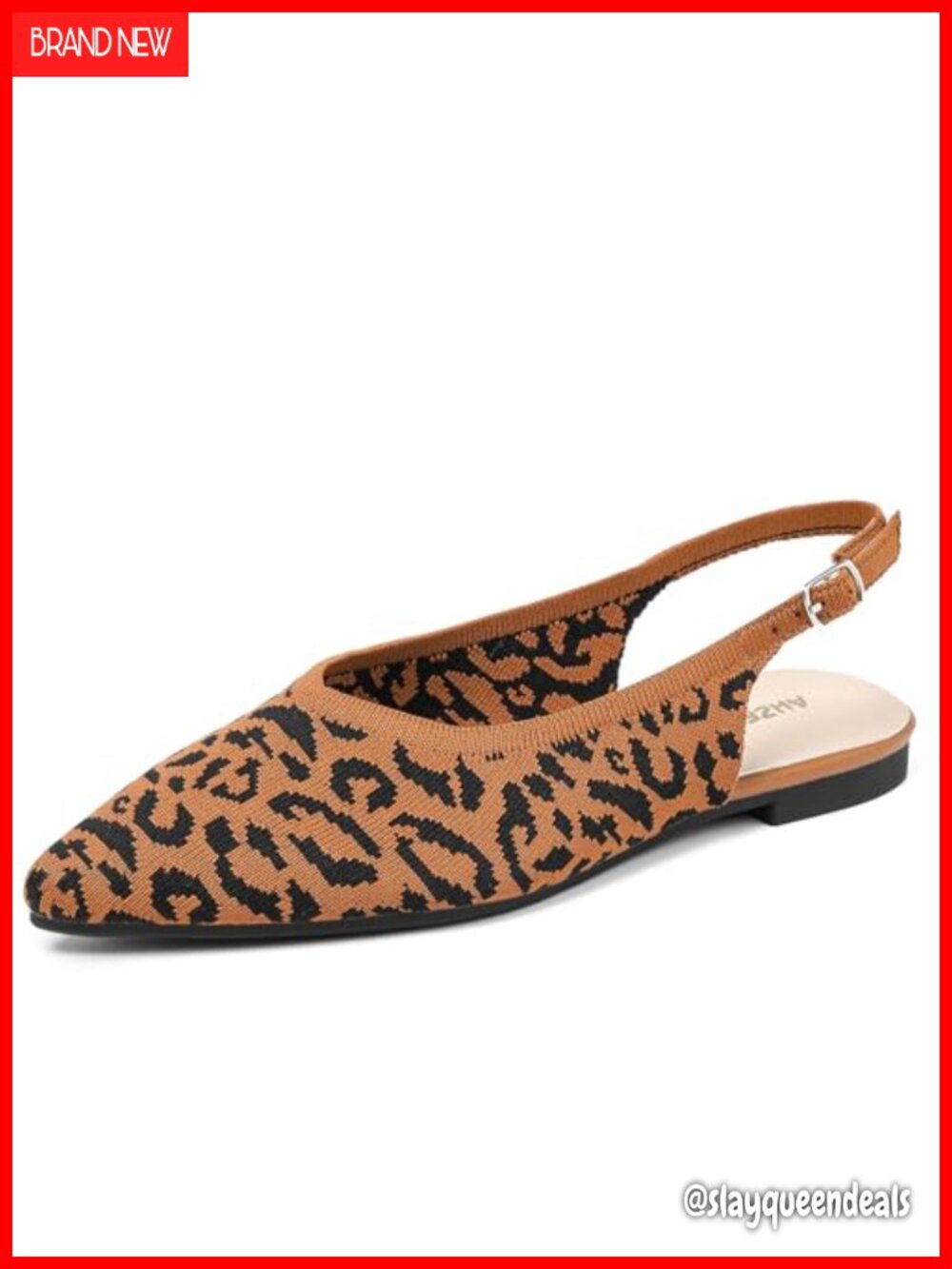 Women's Pointed Toe Slingback Ballet Flats Knit Slip On
